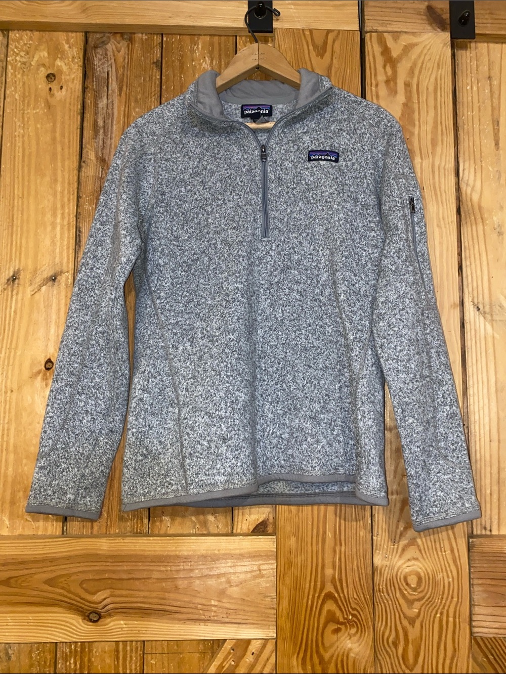 Patagonia Light Gray Heathered Quarter-Zip Fleece Pullover